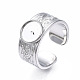 304 Stainless Steel Open Cuff Finger Ring Cabochon Settings(STAS-T060-05-M)-4