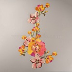 Flower Pattern Polyester Computerized Embroidery Cloth Sew on Appliques, Costume Cheongsam Accessories, Dark Orange, 600x340x1mm(PATC-WH0001-95A)
