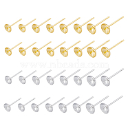 32Pcs 8 Style Rack Plating Brass Stud Earring Findings, with 925 Silver Pin, for Half Drilled Beads, Long-Lasting Plated, Cadmium Free & Lead Free, Platinum & Golden, 14x3~6mm, Pin: 0.7mm, 4pcs/style(KK-FH0005-67)