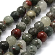 Natural African Bloodstone Beads Strands, Heliotrope Stone Beads, Round, 10mm, Hole: 1mm, about 38pcs/strand, 14.9 inch(38cm)(X-G-G763-08-10mm)