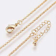 Long-Lasting Plated Brass Cable Chain Necklaces, with Lobster Claw Clasp, Nickel Free, Real 18K Gold Plated, 18.1 inch (46cm), 1.6mm(NJEW-K112-10G-NF)