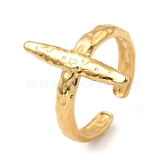 304 Stainless Steel Open Cuff Rings, Bar, Real 18K Gold Plated, US Size 6 3/4(17.1mm)(RJEW-Z018-22G)