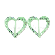Printed Acrylic Pendants, Heart with Flower & Dog, Light Green, 37x37.5x2.5mm, Hole: 1.4mm(FIND-E020-06B)