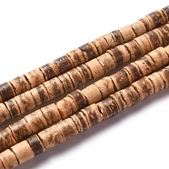 Coconut Beads Strands, Flat Round, Brown, 5x2.5~5mm, Hole: 1mm, about 160pcs/strand, 23.82''(60.5cm)(COCB-C001-01A)