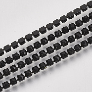 Electrophoresis Iron Rhinestone Strass Chains, Rhinestone Cup Chains, with Spool, Jet, SS8.5, 2.4~2.5mm, about 10yards/roll(CHC-Q009-SS8.5-B01)