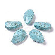 Synthetic Turquoise Pendants, Faceted, Teardrop, 36~37.5x23~24x14~15.5mm, Hole: 1.8mm(G-K297-C02)