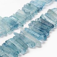 Natural Quartz Crystal Beads Strands, Dyed, Faceted, Nuggets, Sky Blue, 13~48x7~12x3.5~10mm, Hole: 2mm, 14.9 inch(38cm)(G-F462-07A)