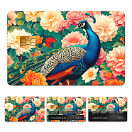 Plastic Waterproof Card Stickers, Self-adhesion Card Skin for Bank Card Decor, Rectangle, Peacock, 140x190mm(STIC-WH0032-068)