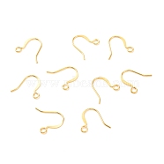 Brass Earring Hooks, with Horizontal Loop, Long-Lasting Plated, Real 18K Gold Plated, 14x16x0.7mm, Hole: 2mm, 21 Gauge, Pin: 0.7mm(KK-F824-012G)