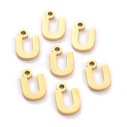 304 Stainless Steel Pendants, Matte Style, Greek Alphabet, Golden Color, Letter.U, Letter.U: 10x7x1.5mm, Hole: 1.5mm(STAS-F267-10U-G)