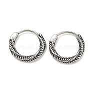 316 Surgical Stainless Steel Hoop Earrings, Twist, Antique Silver, 14x2.5mm(EJEW-D096-09O-AS)