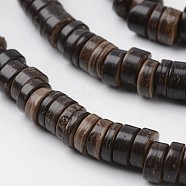 Dyed Natural Coconut Disc Bead Strands, Coffee, 9x2~6mm, Hole: 3mm, about 108pcs/strand, 15.7 inch(COCB-O003-07E)