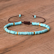 Synthetic Turquoise Beaded Braided Bracelets, Adjustable Women's Bracelets, (QH4784-22)