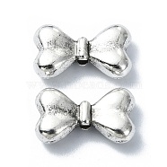 Tibetan Style Alloy Beads, Bowknot, Antique Silver, 10.5x18x4mm, Hole: 1.6mm, about 167pcs/500g(TIBEB-F065-07AS-02)