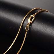 Brass Necklaces, Flat Snake Chain, Faceted, with Lobster Clasp, Golden, 17 inch(43.1cm), 1mm(X-MAK-K003-11G)
