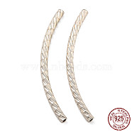 925 Sterling Silver Tube Beads, Diamond Cut, Curved Tube, Silver, 30x7.5x2mm, Hole: 1.2mm(STER-Q191-01D-S)
