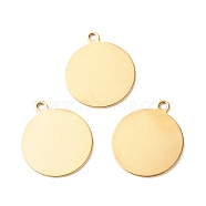 Ion Plating(IP) 201 Stainless Steel Pendants,Flat Round, Golden, 29x25x1mm, Hole: 2.5mm(STAS-A056-06G)