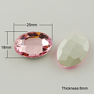 Glass Pointed Back Rhinestone, Back Plated, Faceted, Oval, Flamingo, 18x25x6mm(RGLA-Q011-18x25mm-1)