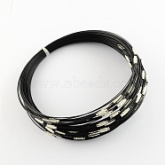 Steel Wire Bracelet Cord DIY Jewelry Making, with Brass Screw Clasp, Black, 225x1mm(X-TWIR-R004-24)