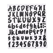 Number & Alphabet & Sign PVC Waterproof Self-Adhesive Sticker, for Gift Cards Decoration, Black, 21.5x18.5x0.02cm, Tags: 5~26x5~20mm, 72pcs/sheet(DIY-I073-04A)