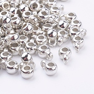CCB Plastic Tube Bails, Loop Bails Bail Beads, Rondelle, Platinum, 9x6x4.5mm, Hole: 2.8mm(PCCBH-8574Y)