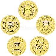 Graduation Season Gold Foil Paper Picture Stickers, Round Dot Decorative Stickers, Hat, 205x210mm, Sticker: 38.1mm(STIC-WH0030-004)