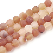 Dyed Natural Carnelian Beads Strands, Frosted, Round, 6mm, Hole: 1mm, about 63pcs/strand, 15.5 inch(G-T106-045)