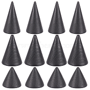 Nbeads 12Pcs 3 Style Wooden Finger Ring Display Stands, Cone Shaped, Black, 3x3cm, 4pcs/style(RDIS-NB0001-09)