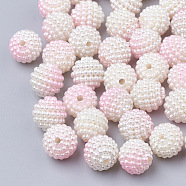 Imitation Pearl Acrylic Beads, Berry Beads, Combined Beads, Rainbow Gradient Mermaid Pearl Beads, Round, Pearl Pink, 12mm, Hole: 1mm, about 200pcs/bag(OACR-T004-12mm-16)