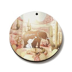 Mother's Day Theme Wooden Pendants, Elephant, 39.5x2.5mm, Hole: 1.6mm(FIND-Z031-01I)