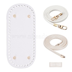 DIY PU Leather Knitting Crochet Bags, with Bottom, Drawstring and Shoulder Strap, for DIY Craft Shoulder Bags Accessories, White, 125.2x0.7x0.4cm(DIY-WH0225-76A)