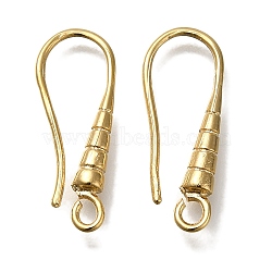 Brass Earring Hooks, Cadmium Free & Lead Free, Real 24K Gold Plated, 20x8x3mm, Hole: 1.8mm, Pin: 0.8mm(KK-H502-13G)