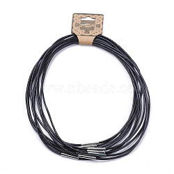 Cowhide Leather Cord Necklace Making, with 304 Stainless Steel Clasps, Stainless Steel Color, Black, 15.7 inch(40cm)(MAK-G003-04B)