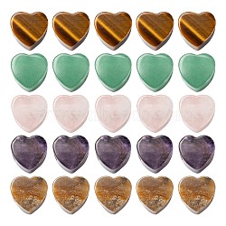 Valentine's Day Theme 10Pcs 5 Style Natural Gemstone European Beads, Large Hole Beads, Heart, 13~14x13~14x9~10mm, Hole: 5.5~6mm, 2pcs/style(G-LS0001-71)