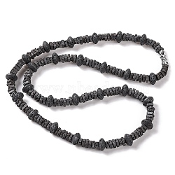 Square & Rondelle Natural Lava Rock Beaded Necklaces, with Alloy Screw Clasps, 20.08 inch(51cm)(NJEW-Q341-11)