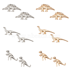 6Pcs 6 Style Tyrannosaurus & Stegosaurus & Brontosaurus Alloy Stud Earrings for Women, Platinum & Light Gold, 7.5~10x11.5~18mm, Pin: 0.7mm, 1 Pair/style(EJEW-AN0002-71)