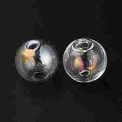 Handmade Two Holes Blown Glass Globe Beads, Round, for DIY Wish Bottle Pendants Glass Beads, Colorful, 12mm, Hole: 2mm and 3mm(FIND-WH0104-01B)