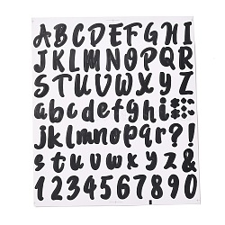 Number & Alphabet & Sign PVC Waterproof Self-Adhesive Sticker, for Gift Cards Decoration, Black, 21.5x18.5x0.02cm, Tags: 5~26x5~20mm, 72pcs/sheet(DIY-I073-04A)