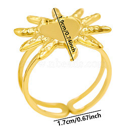 Stylish Sun Shape 304 Stainless Steel Cuff Adjustable Ring for Women, Real 18K Gold Plated, Inner Diameter: 17mm(DD6056-2)