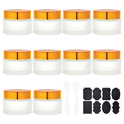 DIY Glass Refillable Cream Bottle Kits, with Frosted Glass Refillable Cream Bottle, with Plastic Transparent Plug, Aluminum Cover, Face Mask Cream Spoon Plastic Stick, Chalkboard Sticker Labels, Mixed Color, 57x45mm, Inner Diameter: 41mm, Capacity: 50g(DIY-BC0004-04D)