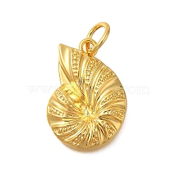 Rack Plating Brass Pendants, Lead Free & Cadmium Free, Long-Lasting Plated, Shell, Real 18K Gold Plated, 23x16x3mm, Hole: 5.5mm(KK-I716-20G)