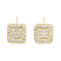 Brass Micro Pave Clear Cubic Zirconia Studs Earring, Square, Real 18K Gold Plated, 7x7mm(EJEW-S217-G21)