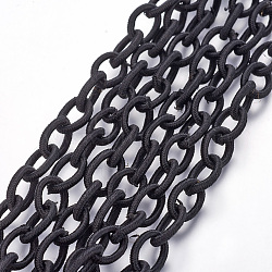 Handmade Silk Cable Chains Loop, Black, 9.8~12x6.8~8.5x2mm, 25~27 inch(NFS037-01)