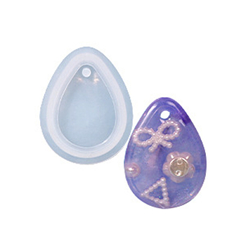DIY Pendant Silicone Molds, Resin Molds, For UV Resin, Epoxy Resin Jewelry Making, Teardrop, 53x41x8.5mm
