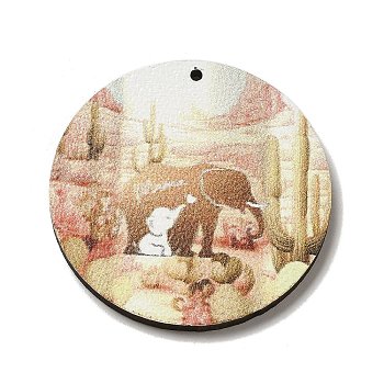 Mother's Day Theme Wooden Pendants, Elephant, 39.5x2.5mm, Hole: 1.6mm