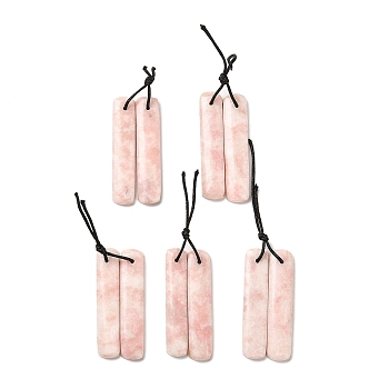 2Pcs Natural Pink Opal Pendants, Rectangle Charms, 47~47.5x9.5~10.5x4~4.5mm, Hole: 1.2mm