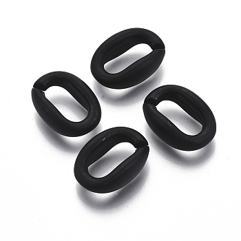 Spray Painted CCB Plastic Linking Rings, Quick Link Connectors, For Jewelry Cable Chains Making, Oval, Black, 23x16x9mm, Inner Diameter: 7.5x15mm