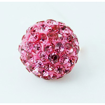 Polymer Clay Rhinestone Beads, Pave Disco Ball Beads, Grade A, Rose, PP9(1.5.~1.6mm), 6mm, Hole: 1.2mm
