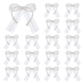 20Pcs Plastic Imitation Pearl Garments Accessories, Bowknot, White, 130x100mm