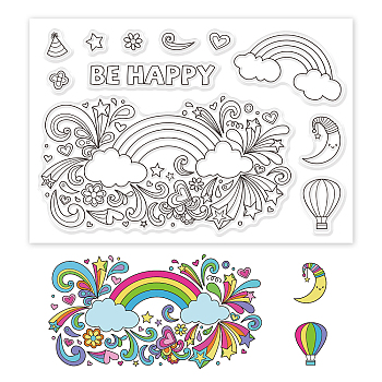 PVC Plastic Stamps, for DIY Scrapbooking, Photo Album Decorative, Cards Making, Stamp Sheets, Rainbow Pattern, 16x11x0.3cm